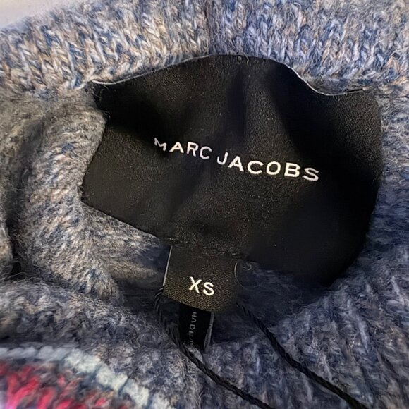 NWT Marc Jacobs Tattoo mock neck sweater in engineered stripe blue combo - Picture 10 of 13